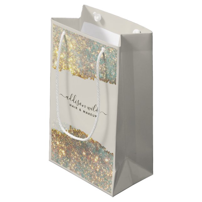 Holografisk signaturskript Modern Glam Glitter (Framsidan Vinklad)