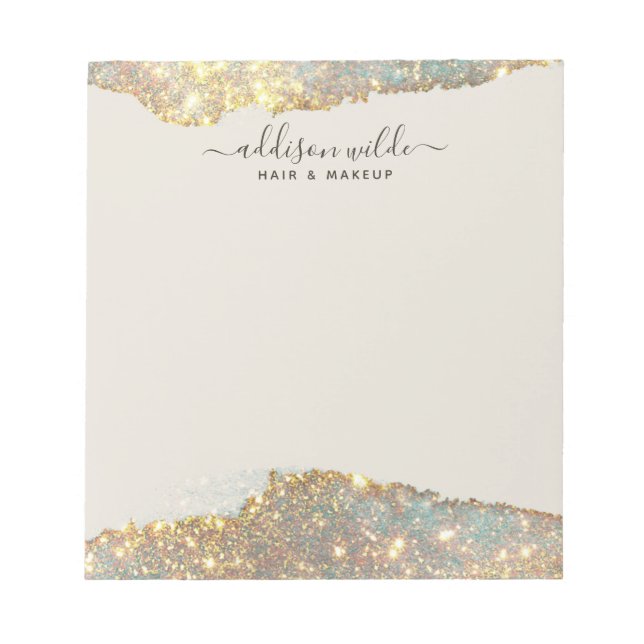 Holografisk signaturskript Modern Glam Glitter Anteckningsblock (Framsida)
