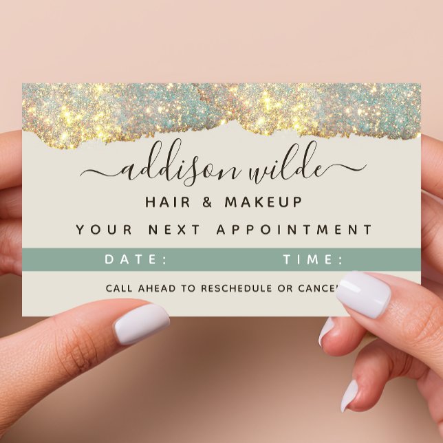 Holografisk signaturskript Modern Glam Glitter Tidsbeställning Kort (Skapare uppladdad)