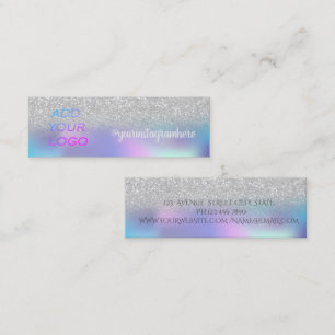 Holografisk Silver Bokeh Instagram Sociala Medier Mini Visitkort