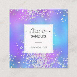 Holografisk silver glitter konetti fyrkantigt visitkort