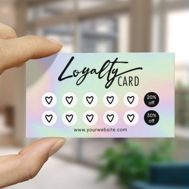 Holografisk skönhetslösning och spa Cute Hearains  Lojalitetskort (Skapare uppladdad)