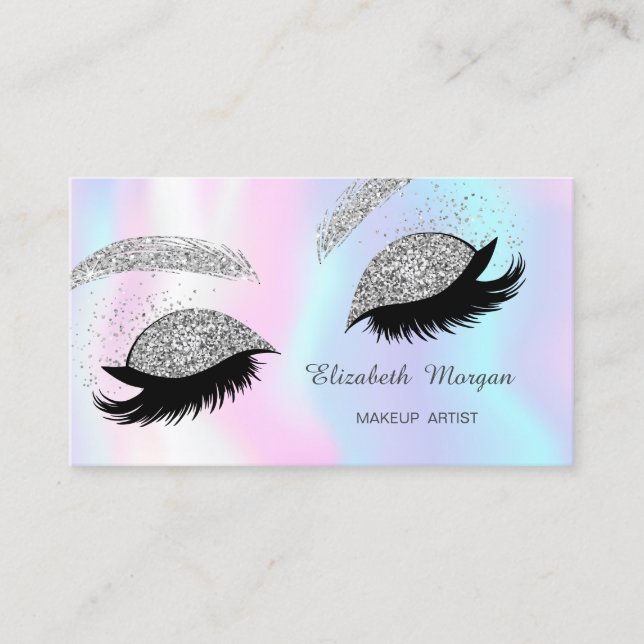 Holografisk smink, Silver glitter falska ögonfrans Visitkort (Framsida)