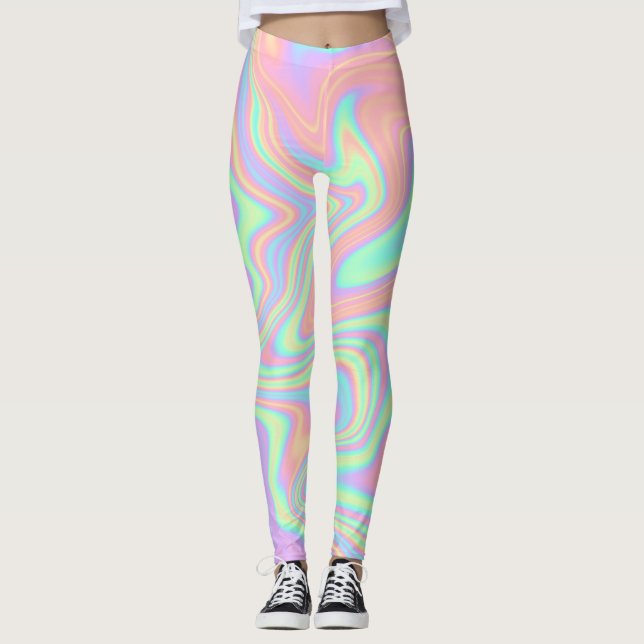 Holografisk trimning Multifärgad Vätska Leggings (Framsida)