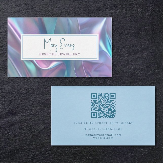 Holografisk tyg effekt QR-kort för företag Visitkort (Holographic fabric effect QR business card.)