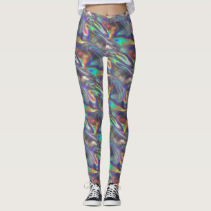 holografiska balkar från silver leggings