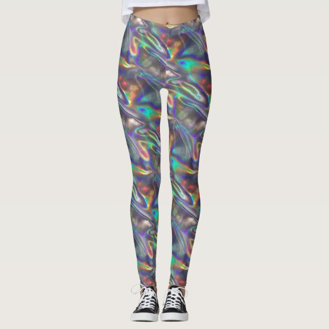 holografiska balkar från silver leggings (Framsida)