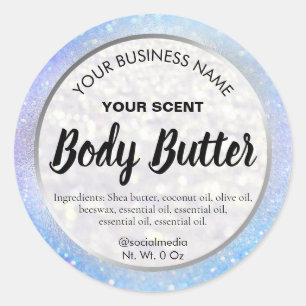 Holografiska Blå Silver Body Butter Etiketter