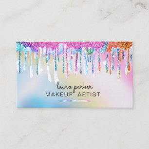 Holografiska drivmedel Glitter Unicorn Makeup Arti Visitkort