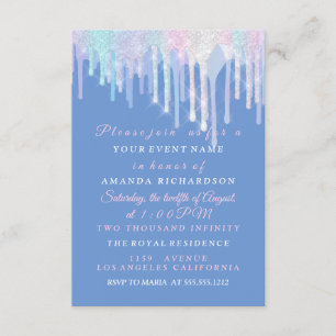 Holografiska drivmedel Unicorn Rosa Blue Quinceane Inbjudningar