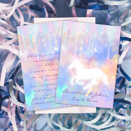 Holografiska drivrutiner Unicorn Party Baby Shower Inbjudningar