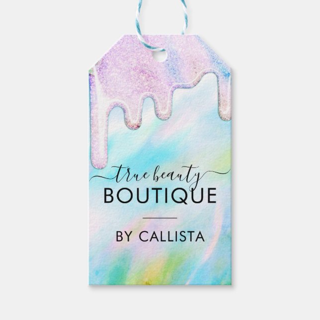 Holografiska Glitter-Gröntar Märkre för inredning  Presentetikett (Framsidan)