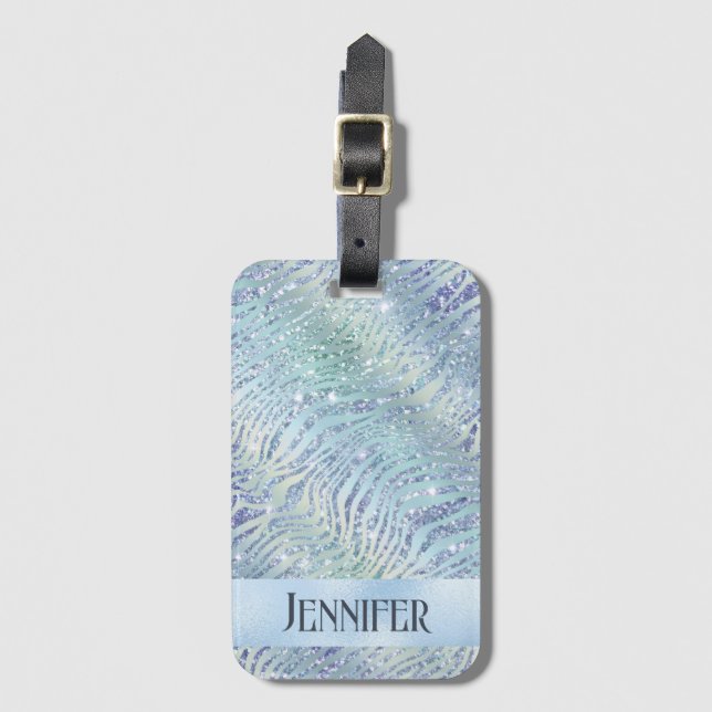 Holografiska glitter zebra tryck bagagebricka (Framsida vertikal)