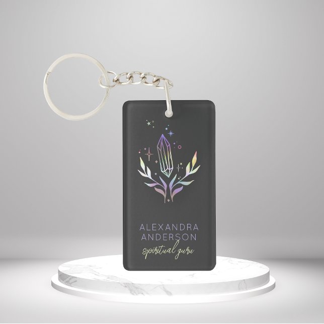 Holografiska kristaller Mystic Andlig Black (Holographic Crystals Mystic Spiritual Black Keychain)