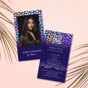 Holografiska Lyx Frisör Extensions Hår Wig Foto Visitkort