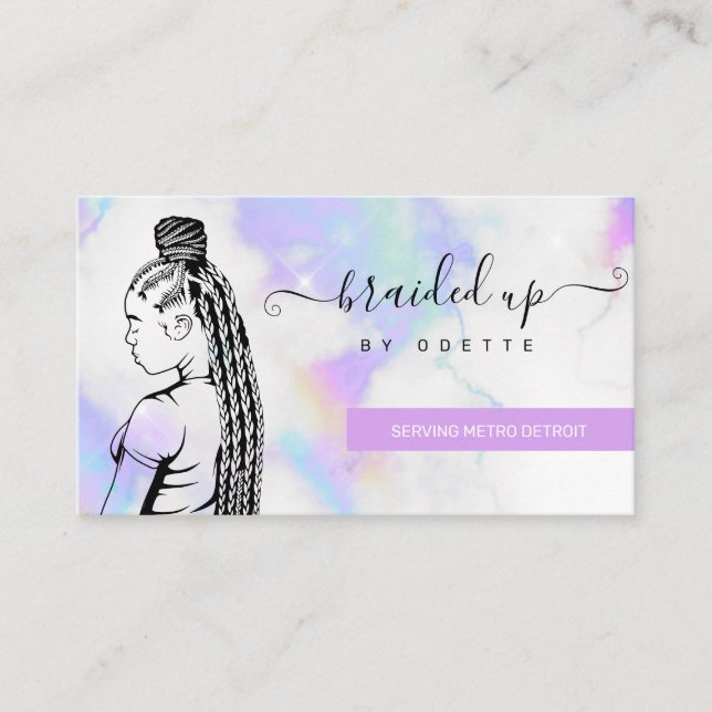 Holografiska moln Hair Braider Stylist Visitkort (Framsida)