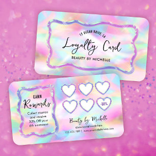 Holografiska neonfärger Girlig makeup Nagelsalong Lojalitetskort