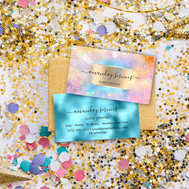 Holografiska Ocean Guld Confetti Boutique Shop Visitkort (Skapare uppladdad)
