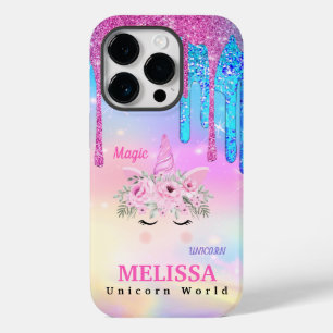Holografiska Unicorn Flowers Glitter Fodral-Mate i