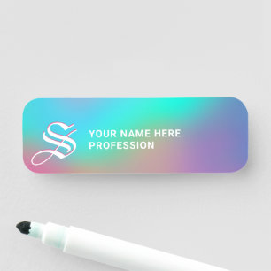 Holografiska Wonderland   Monogram - torr radering Namnbricka