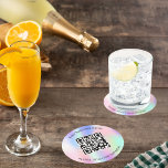 Holografiskt affärsalternativ, pub-restaurangmenyn underlägg papper rund<br><div class="desc">Bakgrund för holografi,  rosa,  lila och mynta gröntar. Anpassa och lägg till ditt företag namn,  din egen Qur-kod och en text. Svart text.</div>