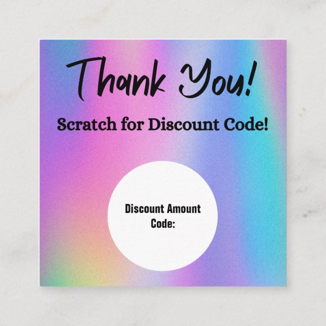 Holografiskt avräkningskort fyrkantigt visitkort (Baksida)