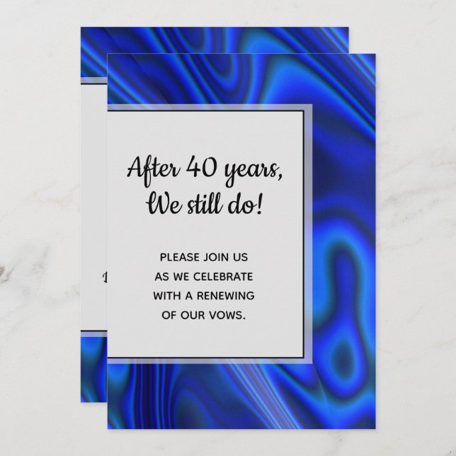 Holografiskt Blått Abalone-skal Fraktal Vigseln Fö Inbjudningar (Fram/baksida)