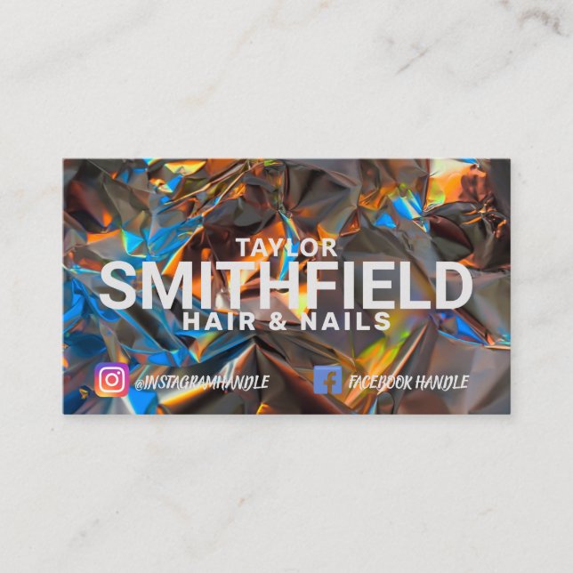 Holografiskt Crystal Colorful Modern Trendig Visitkort (Framsida)