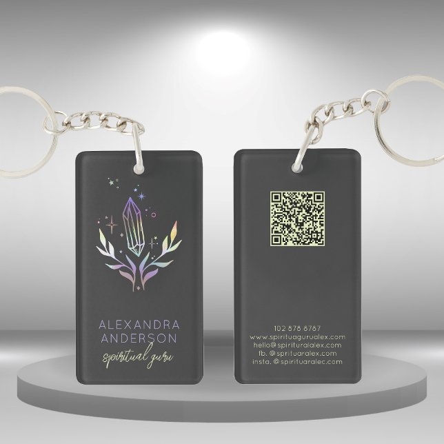 Holografiskt Crystal Gemstone QR Code Black (Holographic Crystal Gemstone QR Code Black Keychain)