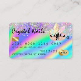 Holografiskt Crystal Glitter Nagel Tech Kredit-kor Visitkort