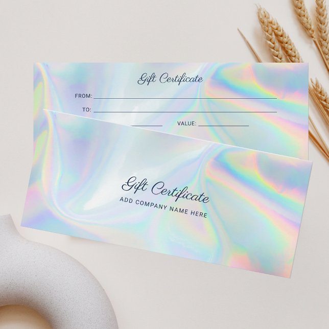 Holografiskt DIY Modern Business Gift-certifikat (Holographic Script Custom Gift Card)