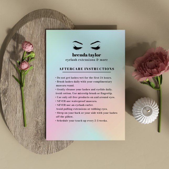 Holografiskt Eyelash Browbar Aftercare Instruktion Visitkort (Skapare uppladdad)