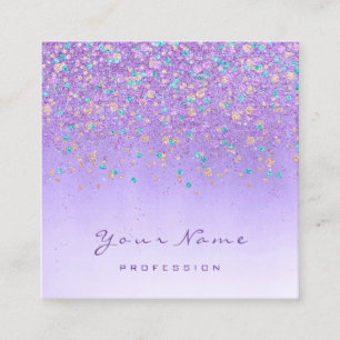Holografiskt Eyelash Makeup Lila Confetti Ombre Fyrkantigt Visitkort