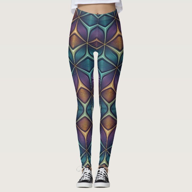 Holografiskt föränderligt 3D-mönster | Sömlöst Leggings (Framsida)