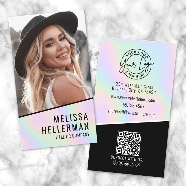 Holografiskt foto logo visitkort (Professional Holographic Photo Logo Vertical Business Card)
