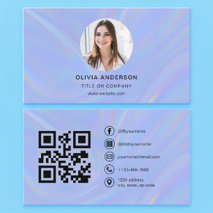 Holografiskt foto med QR-kod för sociala medier Visitkort