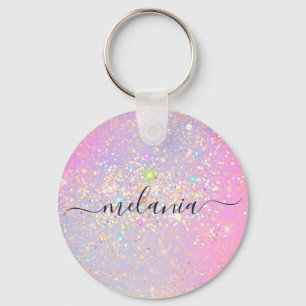 Holografiskt Glam Glitter Elegant Gnistra Ro Guld Nyckelring