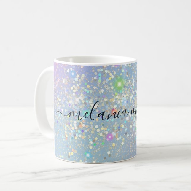 Holografiskt Glam Glitter Elegant Sparkles Girly Kaffemugg (Framsida vänster)