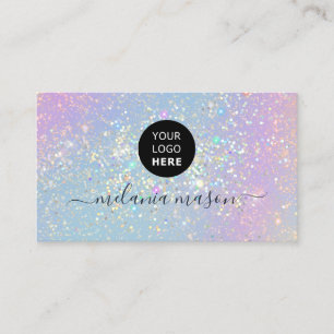 Holografiskt Glam Glitter Elegant Sparkles Logotyp Visitkort