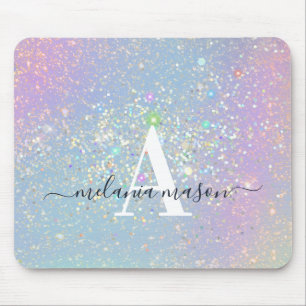Holografiskt Glam Glitter Elegant Sparkles Monogra Musmatta