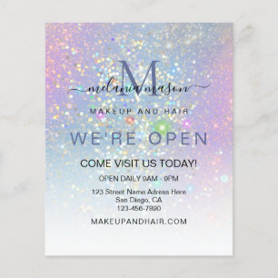 Holografiskt Glam Glitter Elegant Vi är Open Blue Flygblad