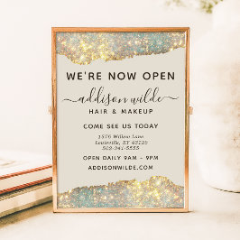 Holografiskt Glam Glitter Salon Business Open Poster