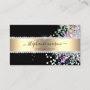 Holografiskt Glitter Guld Black Affärskort