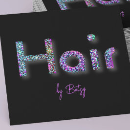 Holografiskt Glitter Hair Stylist-Affärskort Fyrkantigt Visitkort