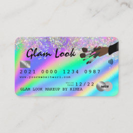 Holografiskt Glitter Makeup-grafikkort MUA Kredit Visitkort