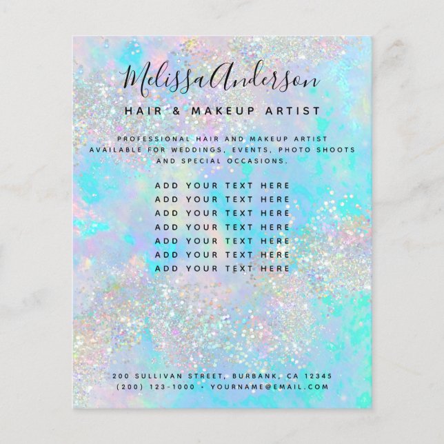Holografiskt Glitter Opal Iridescent Business Flygblad (Framsidan)