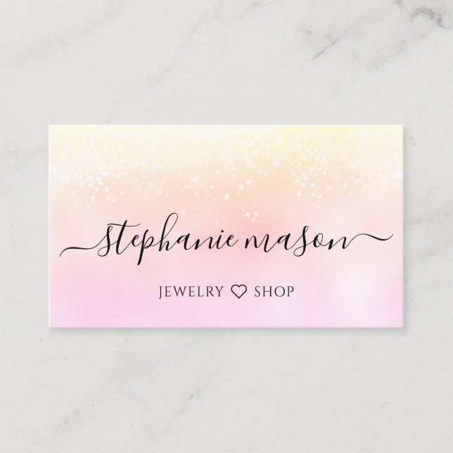 Holografiskt Glitter Pastel Girly-Affärskort (Framsida)