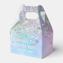 Holografiskt Glitter Rainbow Pastels Birthday Namn Presentaskar