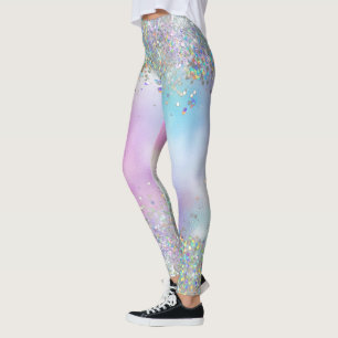 Holografiskt Glitter Rainbow Pastels Leggings
