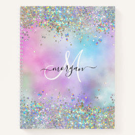 Holografiskt Glitter Rainbow Pastels Monogram